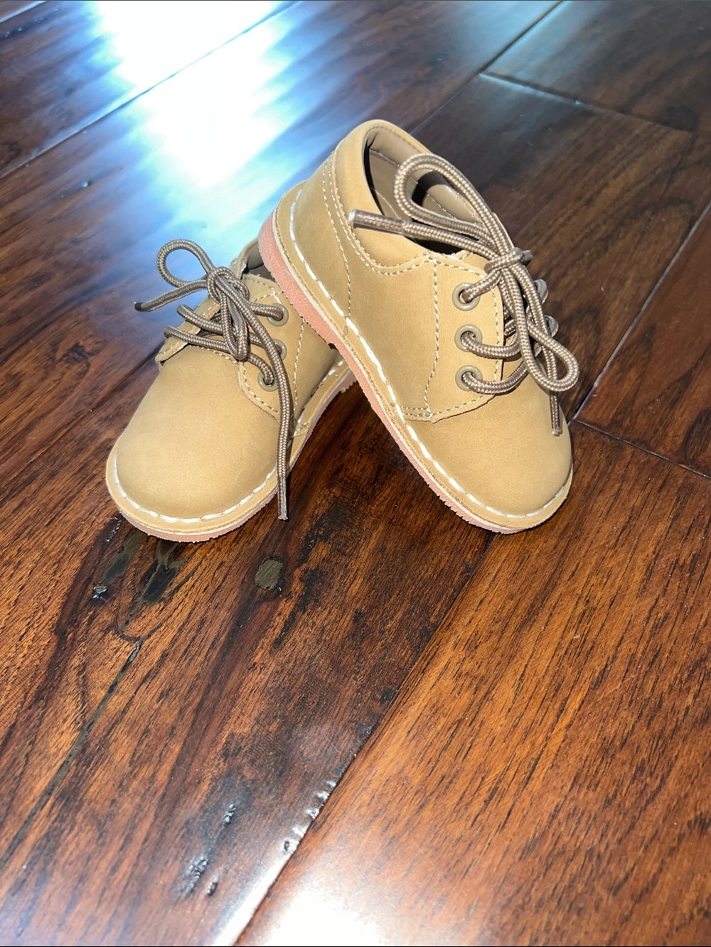 L'Amour Tan Lace-Up Kids Dress Shoes